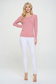 Women's Soft & Smooth Ribbed Long-sleeved Top style 5