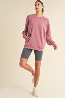 Women's Sofie Soft Modal Oversized Crew Top with Pockets style 5