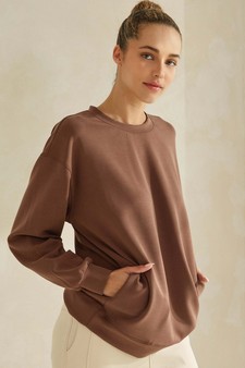 ETA 11/26/24 - Women's Sofie Soft Modal Oversized Crew Top with Pockets style 3