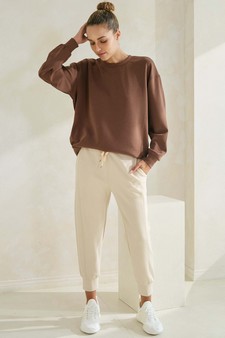 ETA 11/26/24 - Women's Sofie Soft Modal Oversized Crew Top with Pockets style 5