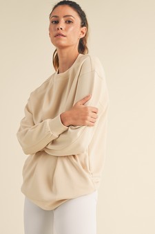 Women's Sofie Soft Modal Oversized Crew Top with Pockets style 2