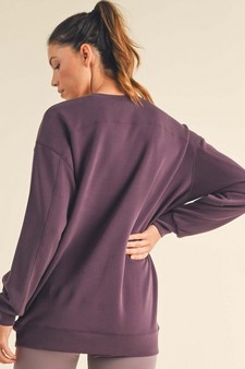 ETA 11/26/24 - Women's Sofie Soft Modal Oversized Crew Top with Pockets style 2