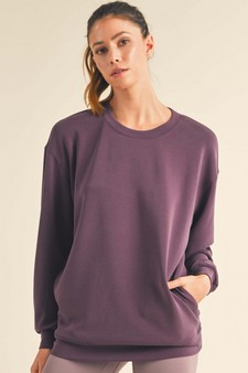 ETA 11/26/24 - Women's Sofie Soft Modal Oversized Crew Top with Pockets