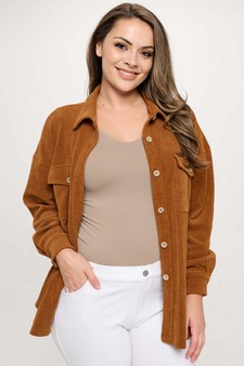 Women's Corduroy Button Up Shacket style 4