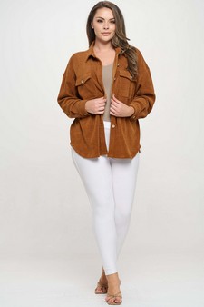 Women's Corduroy Button Up Shacket style 5