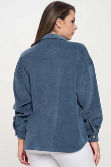 Women's Corduroy Button Up Shacket style 2