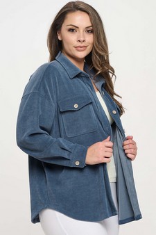 Women's Corduroy Button Up Shacket style 3