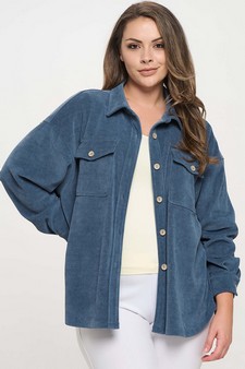 Women's Corduroy Button Up Shacket style 4