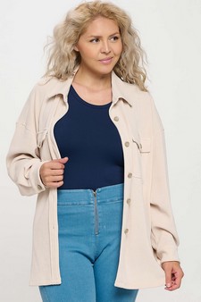 Women's Corduroy Button Up Shacket style 4