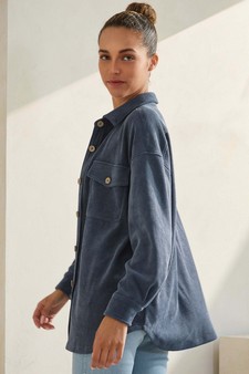 Women's Corduroy Button Up Shacket style 2