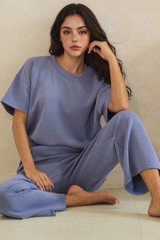 Women's Sofie Soft Modal Oversized Short Sleeve Top and Cropped Pant Set style 4