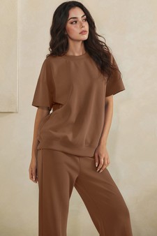 Women's Sofie Soft Modal Oversized Short Sleeve Top and Cropped Pant Set style 4