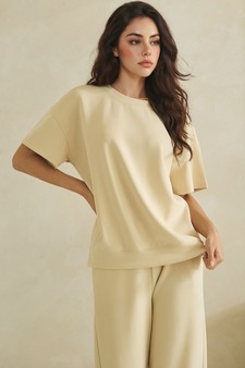 Women's Sofie Soft Modal Oversized Short Sleeve Top and Cropped Pant Set style 4