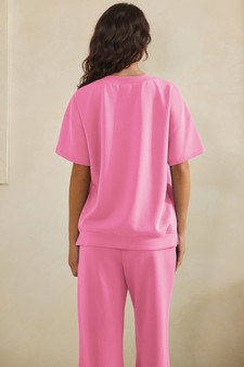 Women's Sofie Soft Modal Oversized Short Sleeve Top and Cropped Pant Set style 2