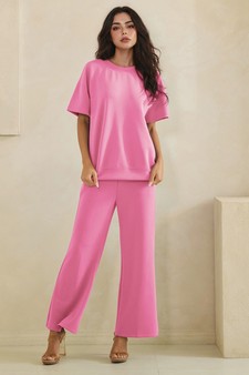 Women's Sofie Soft Modal Oversized Short Sleeve Top and Cropped Pant Set style 5