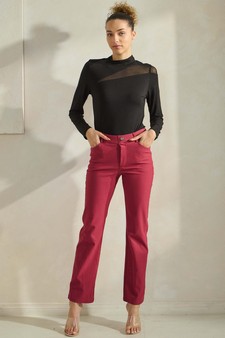 Women’s Mock Neck Mesh Panel Long Sleeve Top style 5
