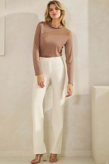 Women’s Mock Neck Mesh Panel Long Sleeve Top style 5