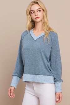 Women's Ultra Soft Long Sleeve V-Neck Pull-Over style 4