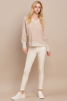 Women's Ultra Soft Long Sleeve V-Neck Pull-Over style 5