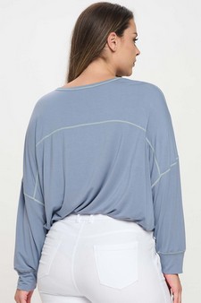 Women’s Oversized Long Sleeve Top with Contrast Stitch style 2