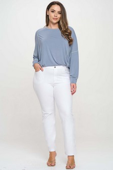 Women’s Oversized Long Sleeve Top with Contrast Stitch style 4