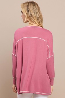 Women’s Oversized Long Sleeve Top with Contrast Stitch style 2