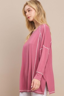 Women’s Oversized Long Sleeve Top with Contrast Stitch style 3