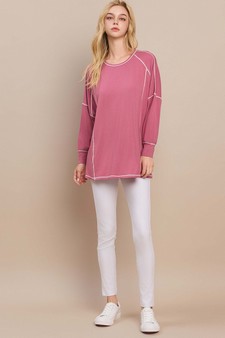 Women’s Oversized Long Sleeve Top with Contrast Stitch style 4