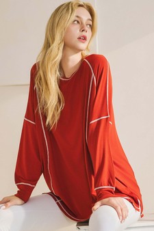 ETA 11/25/24 - Women’s Oversized Long Sleeve Top with Contrast Stitch style 3