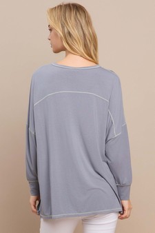 Women’s Oversized Long Sleeve Top with Contrast Stitch style 2