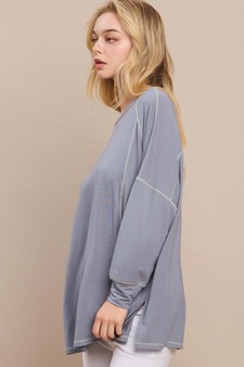 Women’s Oversized Long Sleeve Top with Contrast Stitch style 3