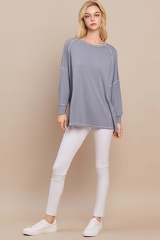 Women’s Oversized Long Sleeve Top with Contrast Stitch style 4