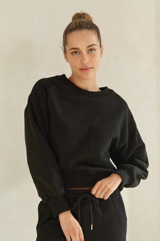 Women's Ultra Soft Cotton Fleece Crewneck Top style 2