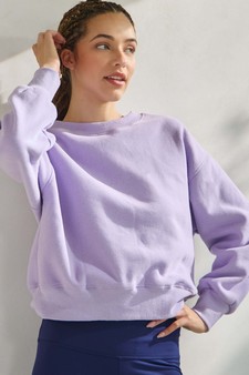 Women's Ultra Soft Cotton Fleece Crewneck Top style 4