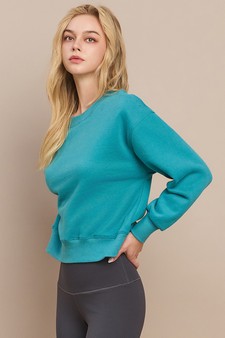 Women's Ultra Soft Cotton Fleece Crewneck Top style 2