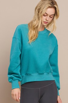 Women's Ultra Soft Cotton Fleece Crewneck Top style 4