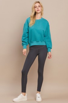 Women's Ultra Soft Cotton Fleece Crewneck Top style 5