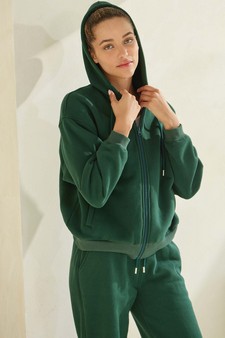 Women's Cozy Fleece Zip Hoodie Sweatpants set style 4