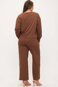Women's Peach Skin Tie hem Top and Bottom Set style 2
