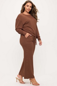 Women's Peach Skin Tie hem Top and Bottom Set style 3