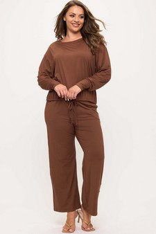 Women's Peach Skin Tie hem Top and Bottom Set style 4