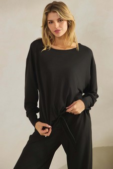 Women's Peach Skin Tie hem Top and Bottom Set style 4