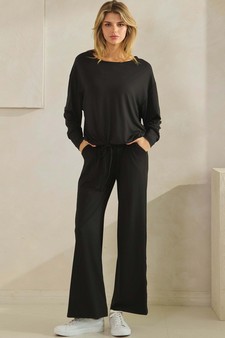 Women's Peach Skin Tie hem Top and Bottom Set style 5