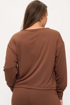 ETA 08/22/25 -  Women's Peach Skin Long Sleeve Tie Hem Top style 2