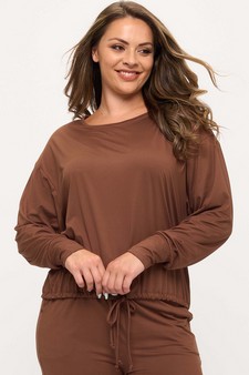 ETA 08/22/25 -  Women's Peach Skin Long Sleeve Tie Hem Top style 4