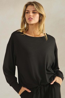 ETA 08/25/25 -  Women's Peach Skin Long Sleeve Tie Hem Top style 4