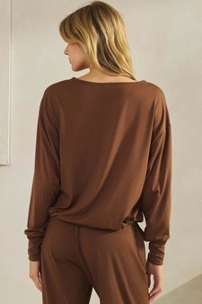 ETA 08/22/25 -  Women's Peach Skin Long Sleeve Tie Hem Top style 2