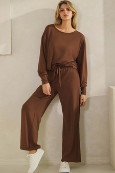 ETA 08/22/25 -  Women's Peach Skin Long Sleeve Tie Hem Top style 5