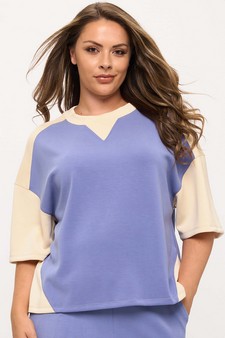 Women's Two Tone Sofie Soft Short Sleeve Top style 4