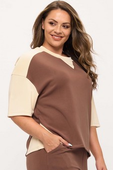 Women's Two Tone Sofie Soft Short Sleeve Top style 3